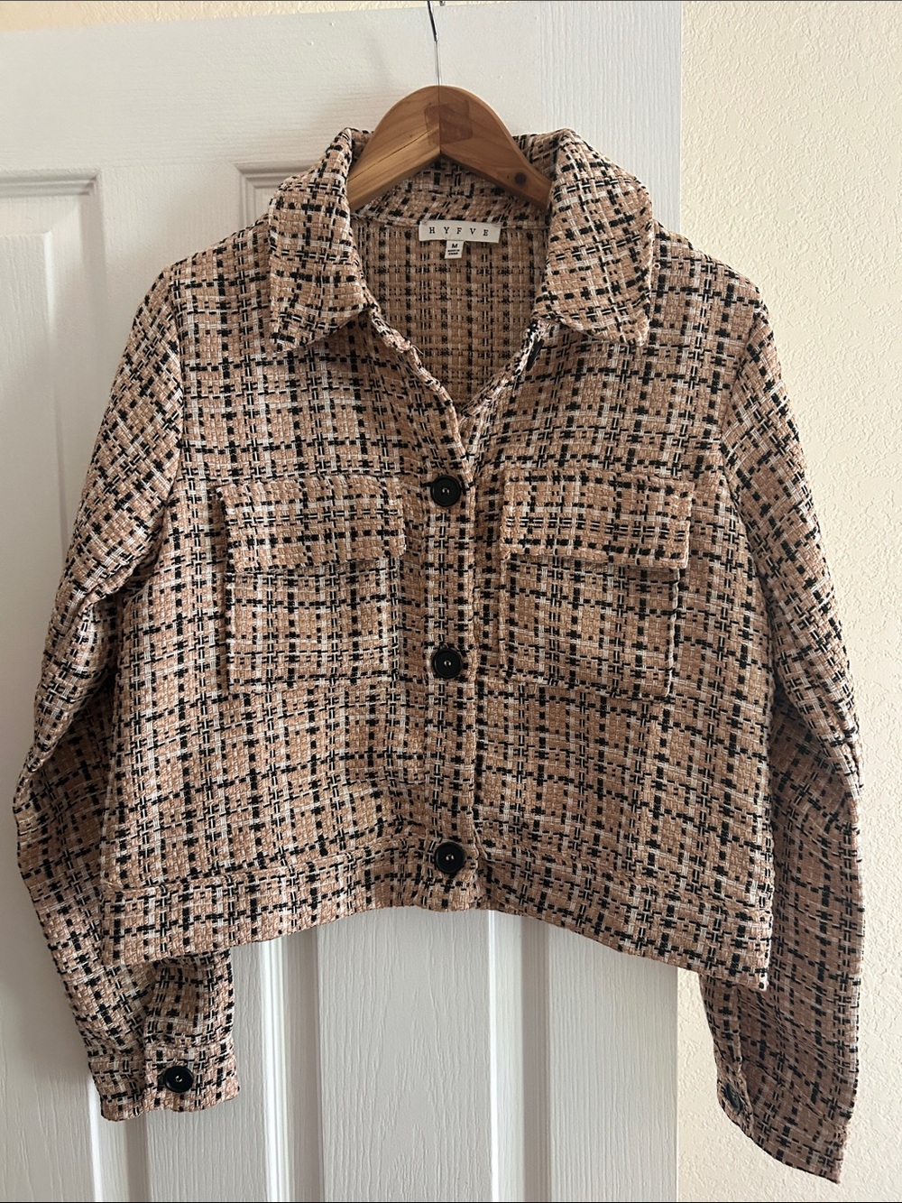 🐕 Hyfve Plaid Houndstooth Cropped Blazer/Jacket